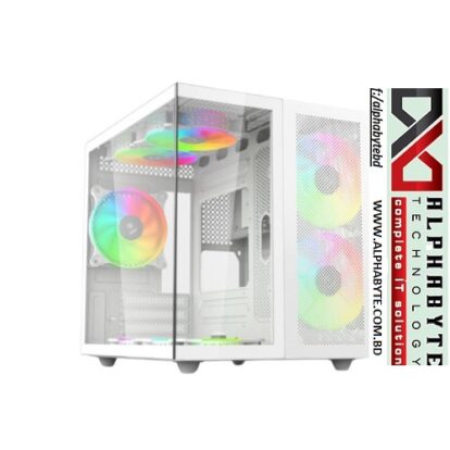 Revenger DUO Dynamic Mini Tower Full-View Micro-ATX ARGB Casing White